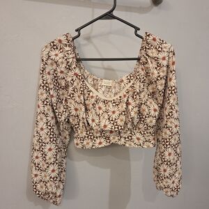 Altar'd State Brown Floral Blouse